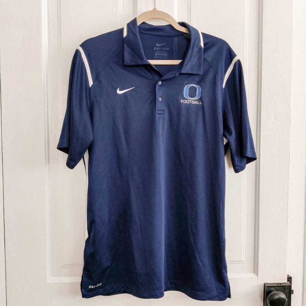 Nike Navy Blue O Oregon Football Polo Shirt - Medium